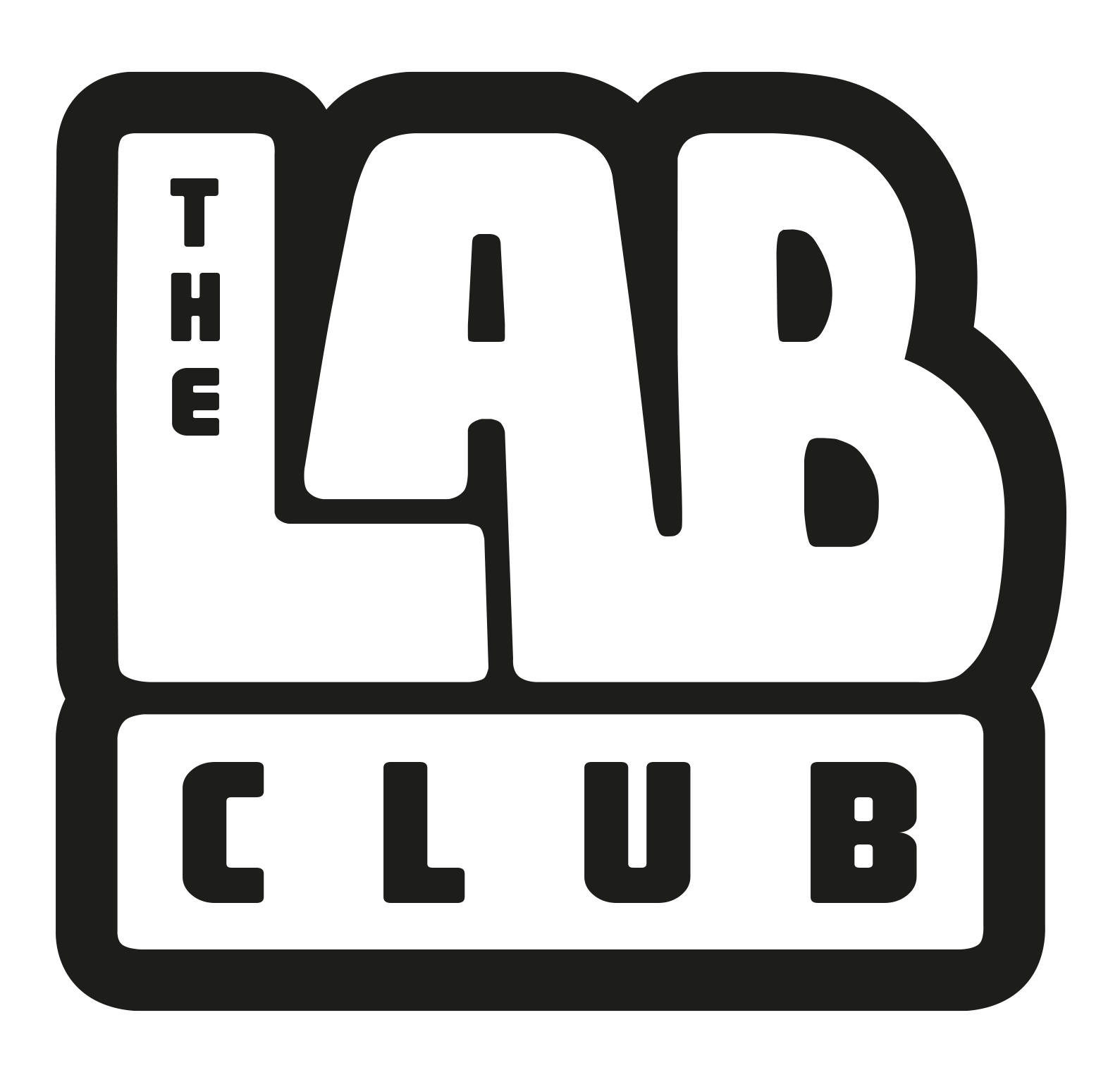 black and white logo for The Lab Club Northampton